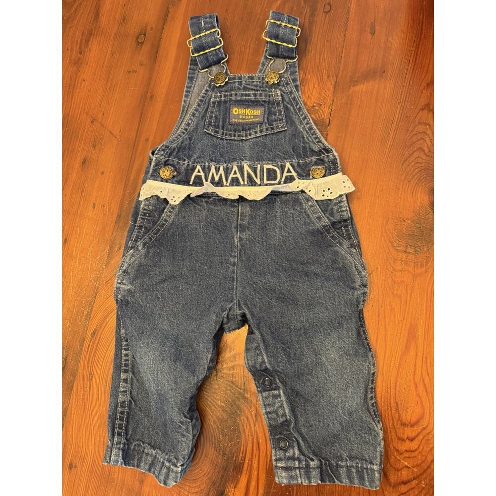 Vintage Oshkosh B Gosh Vestbak Overalls "Amanda" Embroidered 12 Months